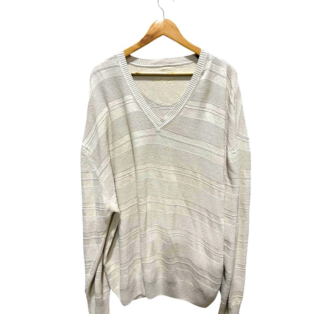 Ben Hogan Cream Linen Blend Men's Size XXL Lightweight  V-Neck Golf Sweater